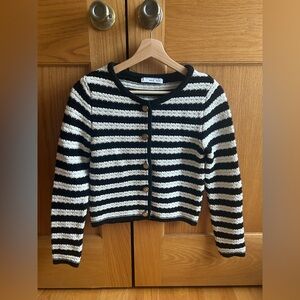 Mango Black and Cream Striped Cardigan
